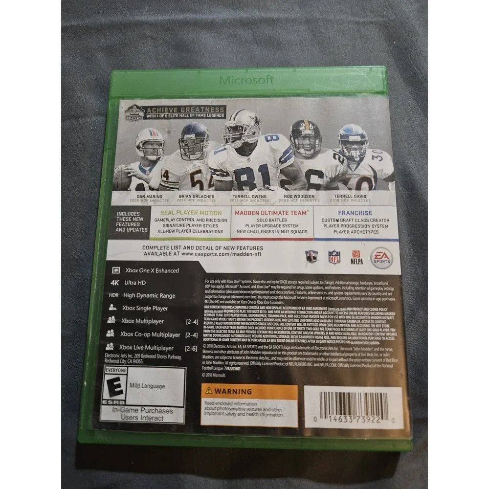 Madden NFL 19 Hall of Fame Edition Xbox‎ One Terrell Owens Cover Sports Game